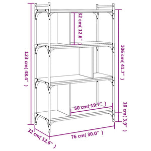 vidaXL Bookcase 4-Tier Sonoma Oak 76x32x123 cm Engineered Wood