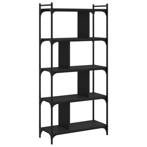 vidaXL Bookcase 5-Tier Black 76x32x158 cm Engineered Wood