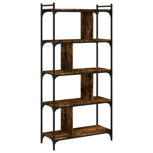 vidaXL Bookcase 5-Tier Smoked Oak 76x32x158 cm Engineered Wood