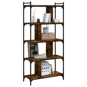 vidaXL Bookcase 5-Tier Smoked Oak 76x32x158 cm Engineered Wood