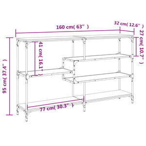 vidaXL Console Table Black 160x32x95 cm Engineered Wood