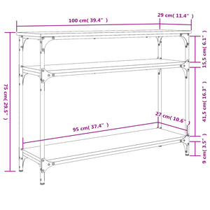 vidaXL Console Table Grey Sonoma 100x29x75 cm Engineered Wood