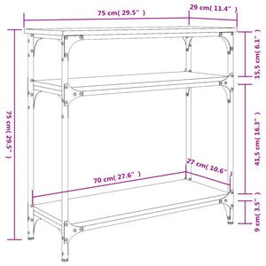 vidaXL Console Table Smoked Oak 75x29x75 cm Engineered Wood