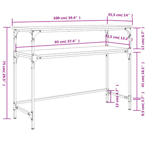 vidaXL Console Table Black 100x35.5x75 cm Engineered Wood