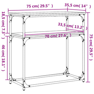 vidaXL Console Table Grey Sonoma 75x35.5x75 cm Engineered Wood