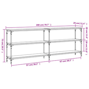 vidaXL Console Table Grey Sonoma 200x29x75 cm Engineered Wood