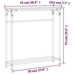 vidaXL Console Table Smoked Oak 75x19.5x75 cm Engineered Wood