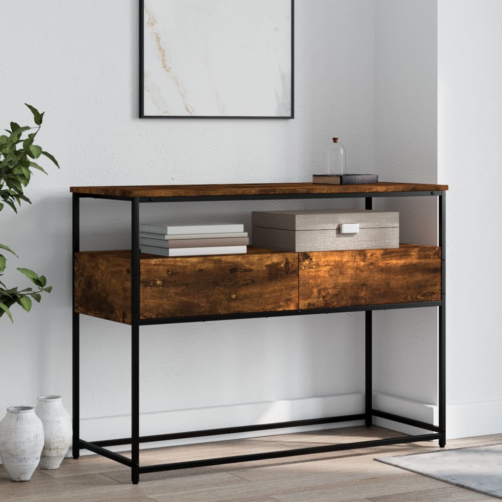 vidaXL Console Table Smoked Oak 100x40x75 cm Engineered Wood