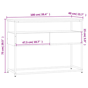 vidaXL Console Table Brown Oak 100x40x75 cm Engineered Wood