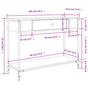 vidaXL Console Table Sonoma Oak 100x34.5x75 cm Engineered Wood