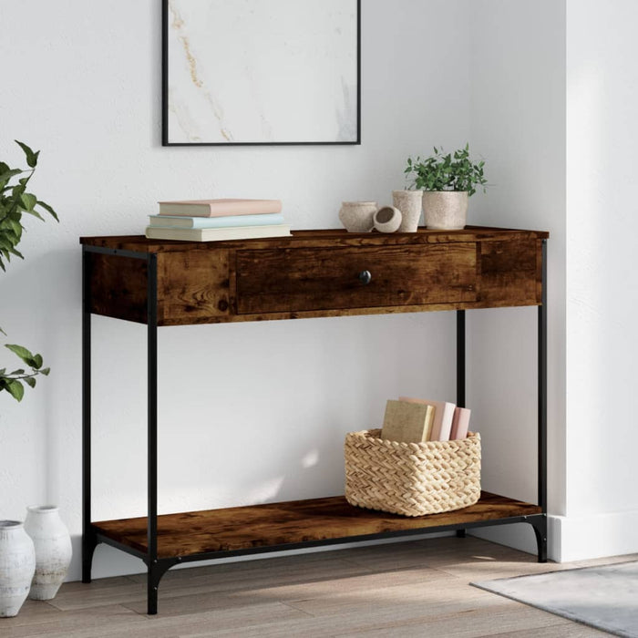 vidaXL Console Table Smoked Oak 100x34.5x75 cm Engineered Wood