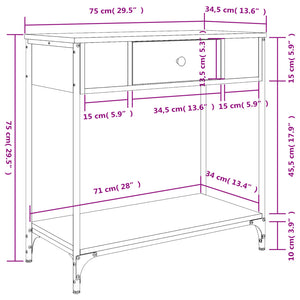 vidaXL Console Table Black 75x34.5x75 cm Engineered Wood