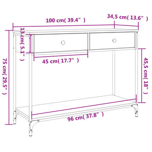 vidaXL Console Table Smoked Oak 100x34.5x75 cm Engineered Wood