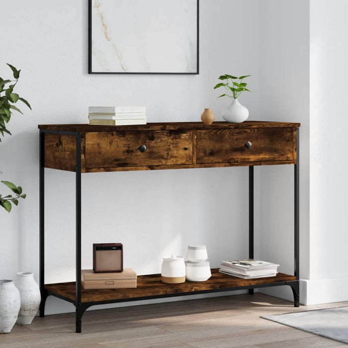 vidaXL Console Table Smoked Oak 100x34.5x75 cm Engineered Wood