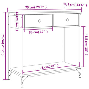 vidaXL Console Table Brown Oak 75x34.5x75 cm Engineered Wood