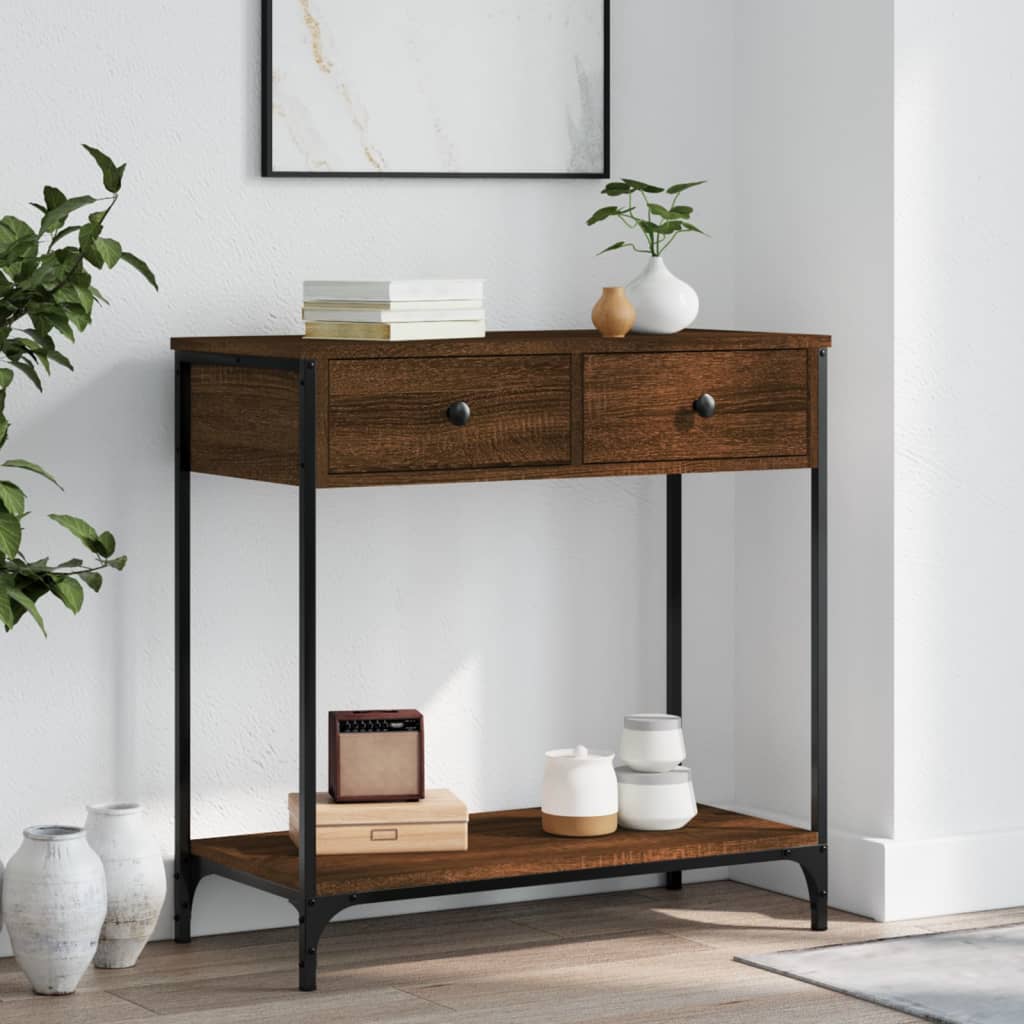 vidaXL Console Table Brown Oak 75x34.5x75 cm Engineered Wood