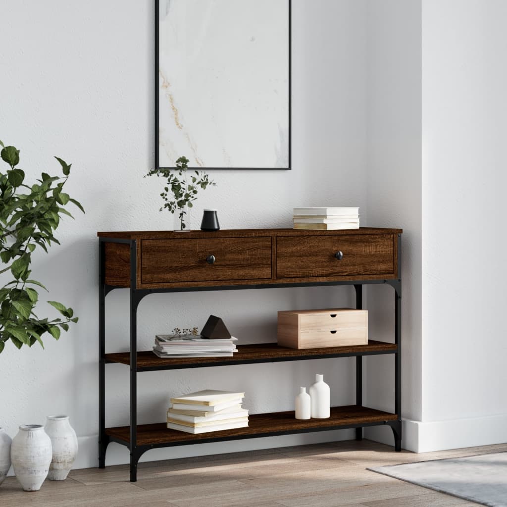 vidaXL Console Table Brown Oak 100x25x75 cm Engineered Wood