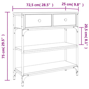 vidaXL Console Table Black 72.5x25x75 cm Engineered Wood