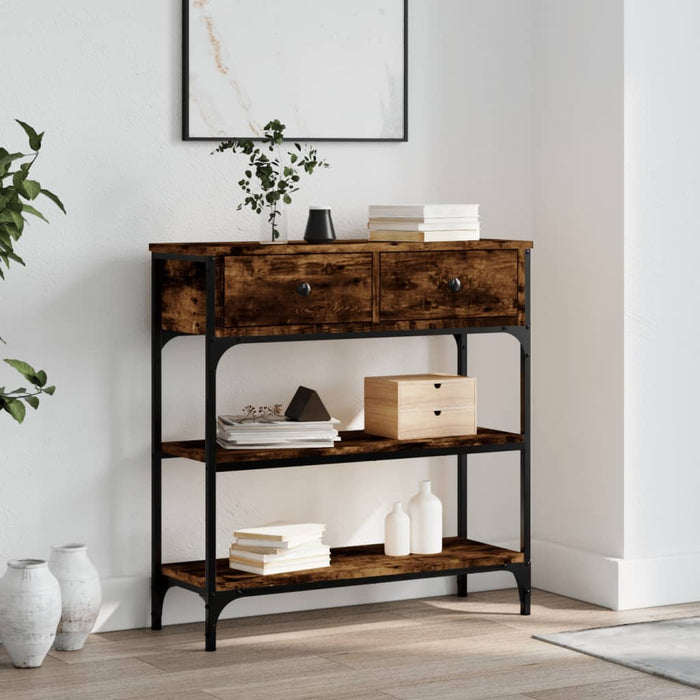 vidaXL Console Table Smoked Oak 72.5x25x75 cm Engineered Wood