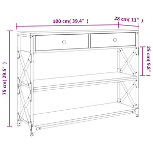 vidaXL Console Table Black 100x28x75 cm Engineered Wood