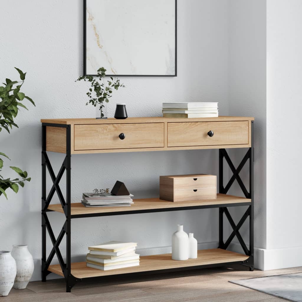 vidaXL Console Table Sonoma Oak 100x28x75 cm Engineered Wood