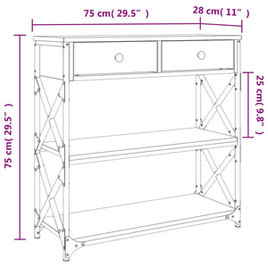 vidaXL Console Table Smoked Oak 75x28x75 cm Engineered Wood