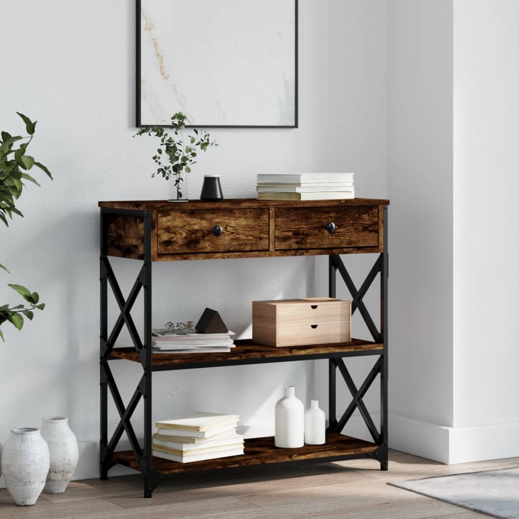 vidaXL Console Table Smoked Oak 75x28x75 cm Engineered Wood