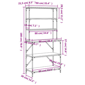 vidaXL Baker's Rack 6-Tier Sonoma Oak 90x40x180 cm Engineered Wood