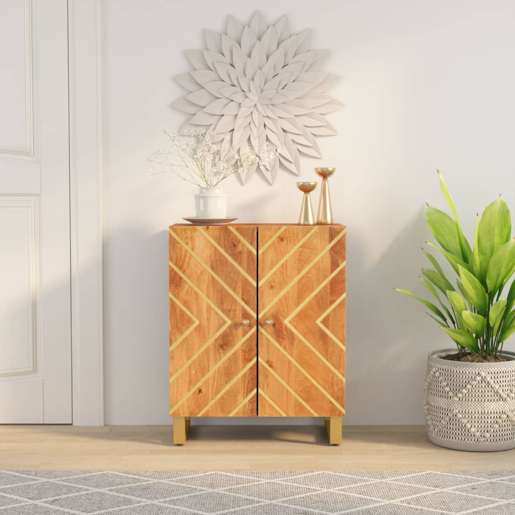 vidaXL Side Cabinet Brown and Black 60x33.5x75 cm Solid Wood Mango