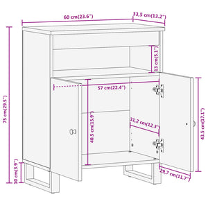 vidaXL Side Cabinet Brown and Black 60x33.5x75 cm Solid Wood Mango