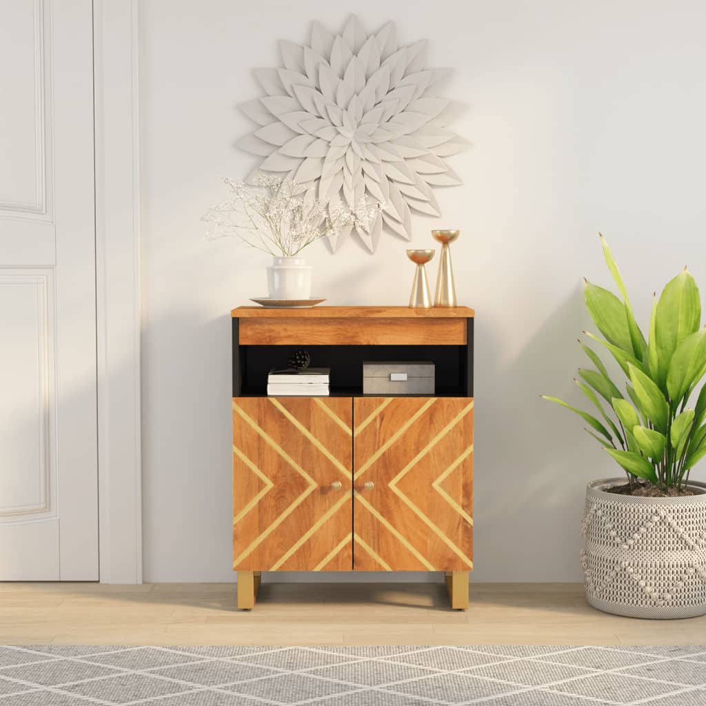 vidaXL Side Cabinet Brown and Black 60x33.5x75 cm Solid Wood Mango