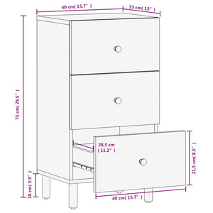 vidaXL Side Cabinet Black 40x33x75 cm Solid Wood Mango