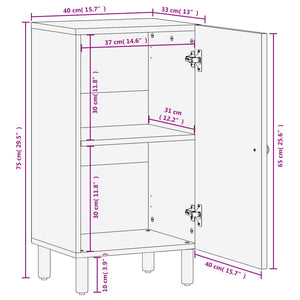 vidaXL Side Cabinet Black 40x33x75 cm Solid Wood Mango