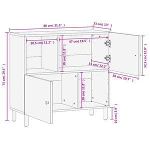 vidaXL Side Cabinet Black 80x33x75 cm Solid Wood Mango