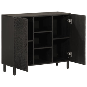 vidaXL Side Cabinet Black 90x33x75 cm Solid Wood Mango