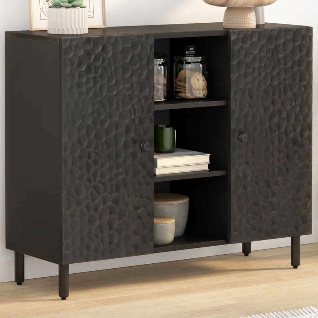 vidaXL Side Cabinet Black 90x33x75 cm Solid Wood Mango