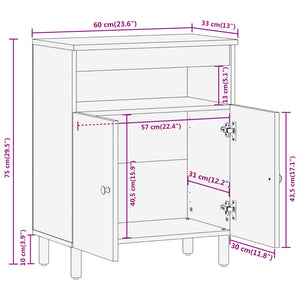 vidaXL Side Cabinet 60x33x75 cm Solid Wood Mango