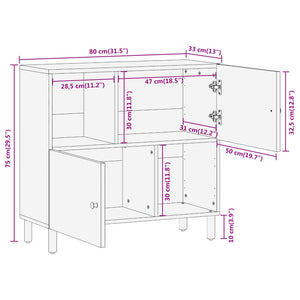 vidaXL Side Cabinet 80x33x75 cm Solid Wood Mango