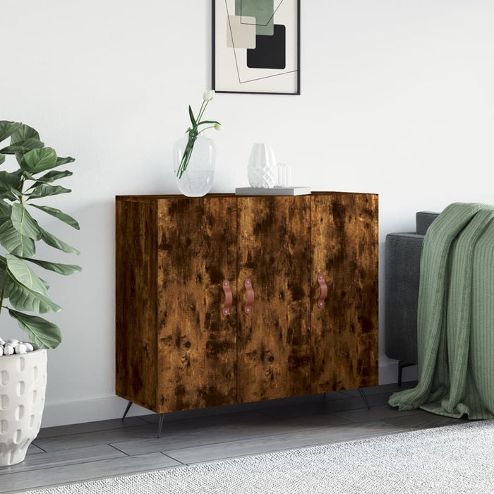 vidaXL Sideboard Smoked Oak 90x34x80 cm Engineered Wood