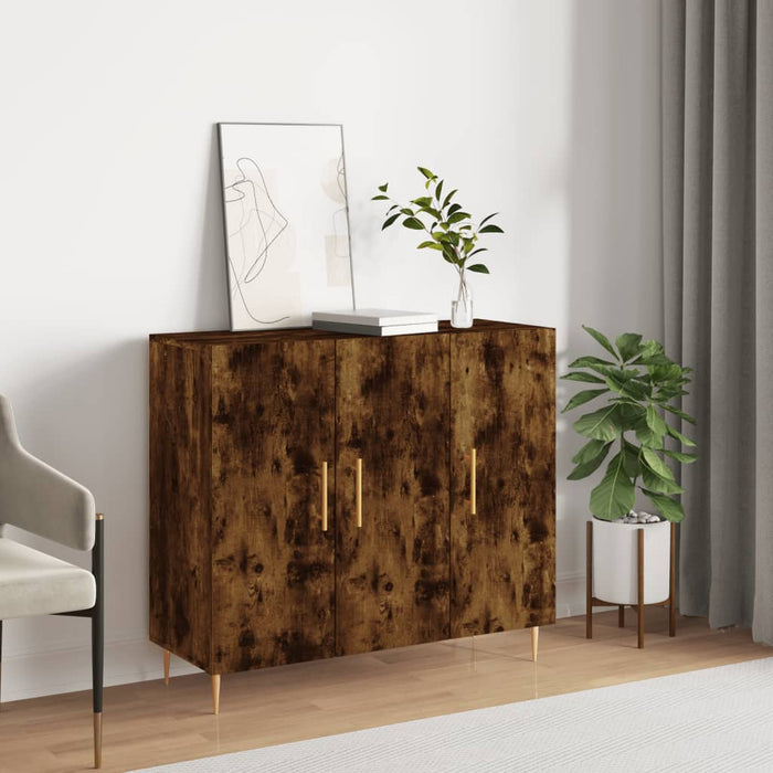 vidaXL Sideboard Smoked Oak 90x34x80 cm Engineered Wood