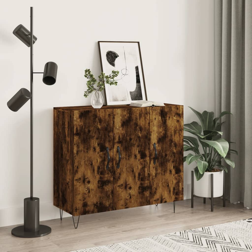 vidaXL Sideboard Smoked Oak 90x34x80 cm Engineered Wood