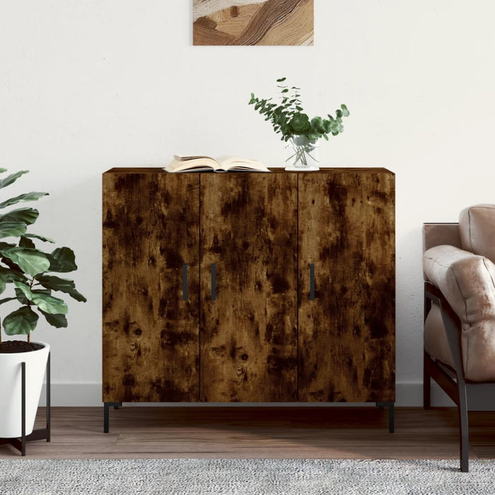 vidaXL Sideboard Smoked Oak 90x34x80 cm Engineered Wood