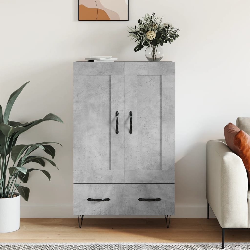 vidaXL Highboard Concrete Grey 69.5x31x115 cm Engineered Wood