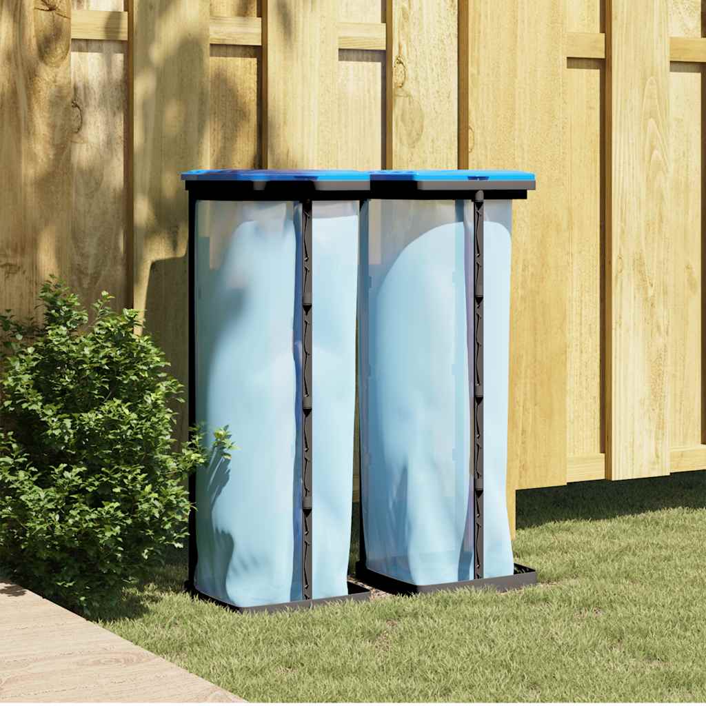 vidaXL Rubbish Bag Holders 2 pcs Black and Blue 120 L PP