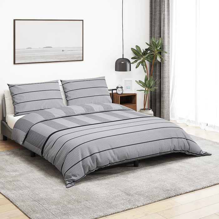 vidaXL Duvet Cover Set Grey 155x220 cm Cotton