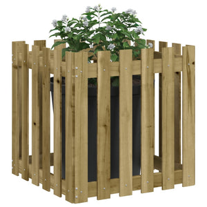 vidaXL Garden Planter with Fence Design 60x60x60 cm Impregnated Wood Pine