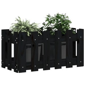 vidaXL Garden Planter with Fence Design Black 60x30x30 cm Solid Wood Pine