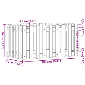 vidaXL Garden Raised Bed with Fence Design Black 100x50x50 cm Solid Wood Pine