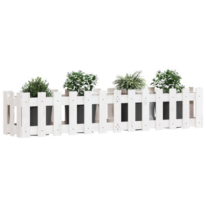 vidaXL Garden Raised Bed with Fence Design White 150x30x30 cm Solid Wood Pine