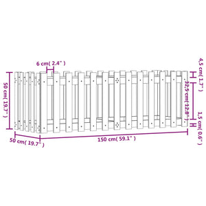 vidaXL Garden Raised Bed with Fence Design 150x50x50 cm Impregnated Wood Pine